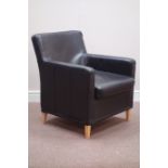 Beech framed leather upholstered armchair