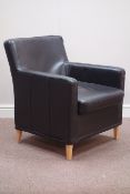 Beech framed leather upholstered armchair