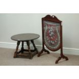 Fire screen and circular oak table Condition Report <a href='//www.