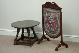 Fire screen and circular oak table Condition Report <a href='//www.