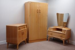 E Gomme G-Plan oak three piece bedroom suite - double wardrobe (W92cm, H176cm, D54cm),