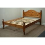 Polished pine 4' 6'' double bedstead Condition Report <a href='//www.