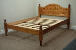 Polished pine 4' 6'' double bedstead Condition Report <a href='//www.