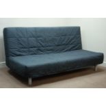 Ikea metal framed folding bed settee with upholstered cushions and cover,