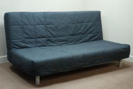 Ikea metal framed folding bed settee with upholstered cushions and cover,