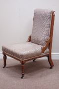 Edwardian oak upholstered nursing chair
