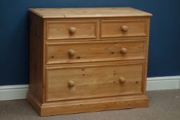 Solid pine chest, two short and two long drawers, W90cm, H76cm,
