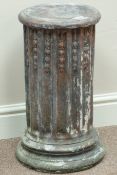 Composite stone fluted column plinth with husk moulding, D30cm,