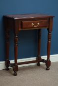 Reproduction mahogany side table with single drawer, W64cm, H80cm,