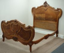 Louis XV style walnut ornate carved 4' 6'' double bedstead Condition Report <a