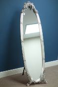 Silver framed cheval mirror, H163cm Condition Report <a href='//www.