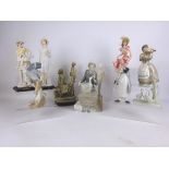 Nao model of a Goose Girl, bisque Geese, Rosal Shepherd Girl,