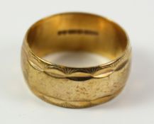 9ct gold wedding band bright cut borders hallmarked approx. 5.