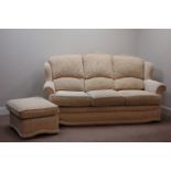 Three seat sofa (W193cm), pair matching armchairs (W88cm),