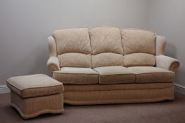 Three seat sofa (W193cm), pair matching armchairs (W88cm),