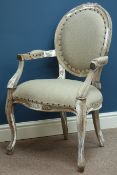 French style grey finish cameo back armchair Condition Report <a href='//www.