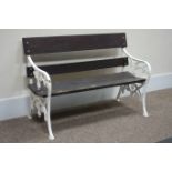 Painted cast iron 'Coalbrookdale' style wood slat bench,