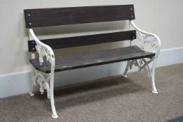 Painted cast iron 'Coalbrookdale' style wood slat bench,