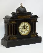 Late 19th century Ansonia slate mantel clock, visible brocot escapement,