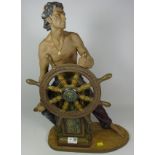 Large Lladro figure of a sailor 'Stormy Sea' H52cm Condition Report <a