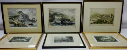 Six 19th Century etchings depicting Scarborough and surrounding areas including 'Scarborough from