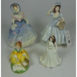 Two Royal Doulton figures 'Alice' and 'Picnic' and two Coalport figurines (4) Condition