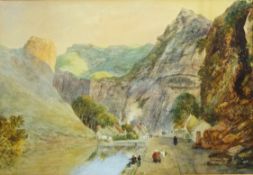 'Chedder Cliffs' 19th Century watercolour signed and dated 1836 by William Fowler (British