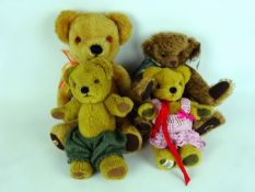 Three Merrythought gold plush Teddy Bears & a brown Mohair bear (4) Condition Report