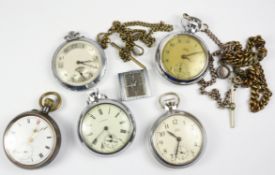 Art Deco and other chromium pocket watches,