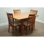 Light wood square extending dining table with fold out leaf (80cm x 90cm - 130cm),
