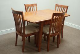 Light wood square extending dining table with fold out leaf (80cm x 90cm - 130cm),