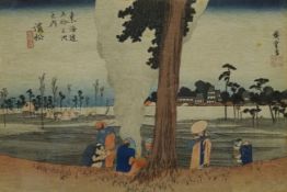 Figures resting in the Fields - from the 53 Stations of the Tokaido, by Utagawa Hiorshige,