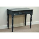Victorian painted pine side table with drawer, W89cm, H75cm,