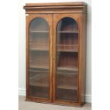 19th century mahogany bookcase, enclosed by two arched glazed doors, W99cm, H155cm,