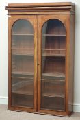 19th century mahogany bookcase, enclosed by two arched glazed doors, W99cm, H155cm,