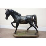 Large early 20th century cast iron garden figure of a horse, H122cm,