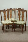 Set four Edwardian walnut carved chairs Condition Report <a href='//www.
