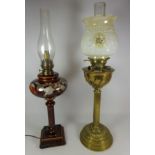 19th/ early 20th Century brass oil lamp by Hinks & Sons and ceramic electric table lamp in the form