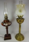 19th/ early 20th Century brass oil lamp by Hinks & Sons and ceramic electric table lamp in the form