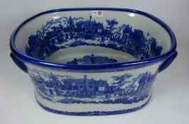 Blue and white foot bath, L42cm Condition Report <a href='//www.davidduggleby.