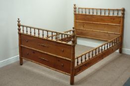 Early 20th century simulated bamboo and pitch pine 4' 6'' double bedstead Condition