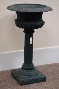 Victorian style cast iron urn/centre piece on fluted column, egg and dart rim, D49cm,