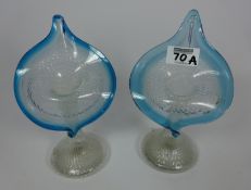 Pair of Victorian blue vaseline glass Jack in the pulpit vases Condition Report