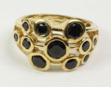 Black spinel gold-plated ring stamped 925 Condition Report <a href='//www.