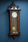 Late 19th century Austrian style wall clock circular Roman dial with subsidiary seconds,