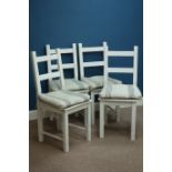 Set four painted dining chairs with upholstered seat cushions Condition Report