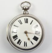 Victorian silver pair cased verge pocket watch by Row of Alton no 23746,