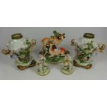 Two 19th Century continental porcelain oil lamp bases,