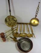 Brass utensils with wall rack, handmade brass 'Love Spoon',