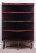 19th century mahogany four tier corner whatnot, W86cm,